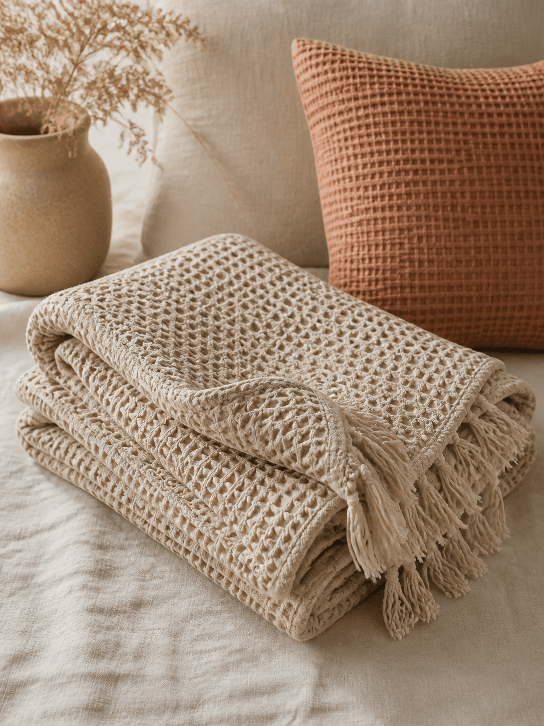 Waffle Weave Throw Blanket